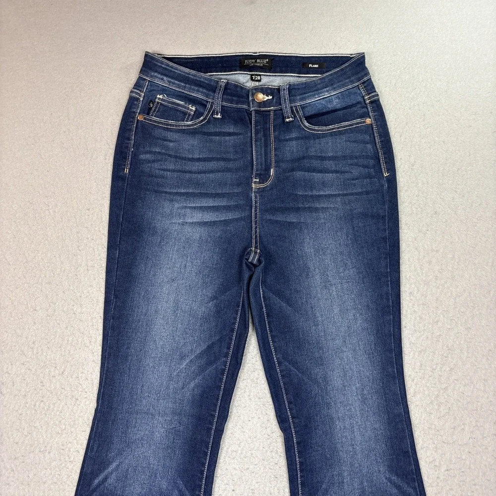 Judy Blue Los Angeles High Rise Dark Wash Flare Jeans Size 7/28